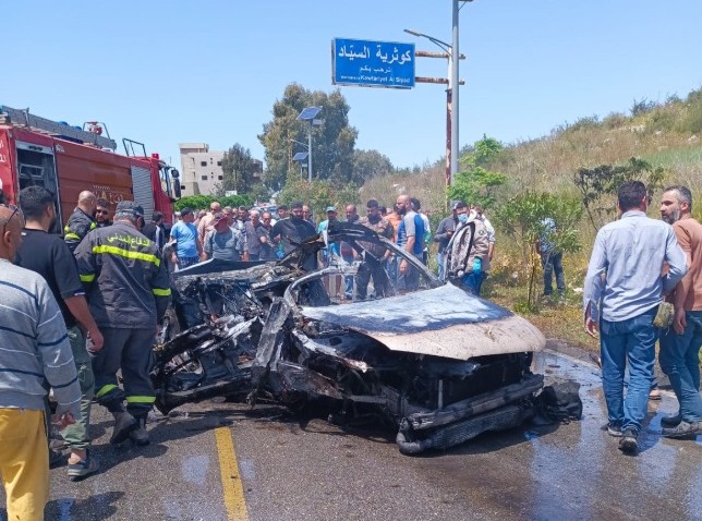 الدفاع المدني ينتشل جثامين شهداء ويخمد حرائق على طريق بريقع – القصيبة (صور)
