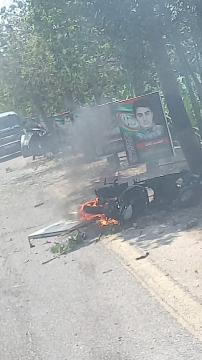 بالصورة: غارة تستهدف دراجة نارية في المنصوري