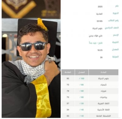 رغم إصابته البليغة... طالب يتفوّق في امتحانات الثانوية العامة!