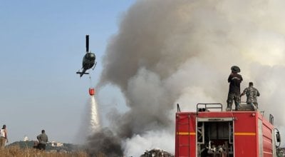 حريق كبير داخل مقبرة في صيدا