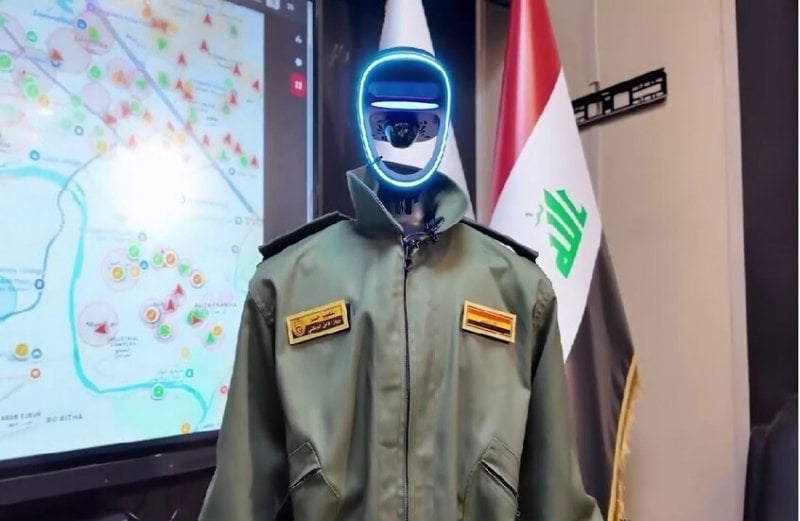 "النقيب حسن"... أول ضابط روبوت يقود تأمين الانتخابات العراقية (فيديو)