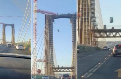 حادث غريب في إسبانيا... سقوط مرحاض متنقّل من جسر على طريق سريع (فيديو)