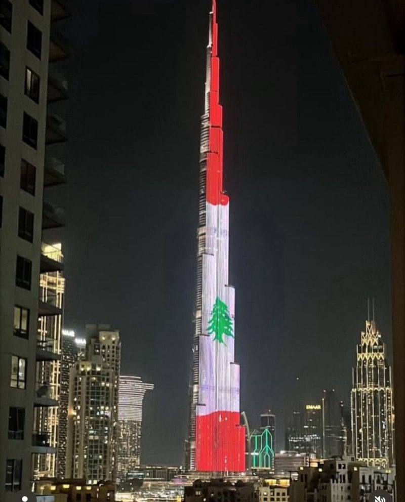 في لفتة تضامنية… دبي تضيء برج خليفة بعلم لبنان