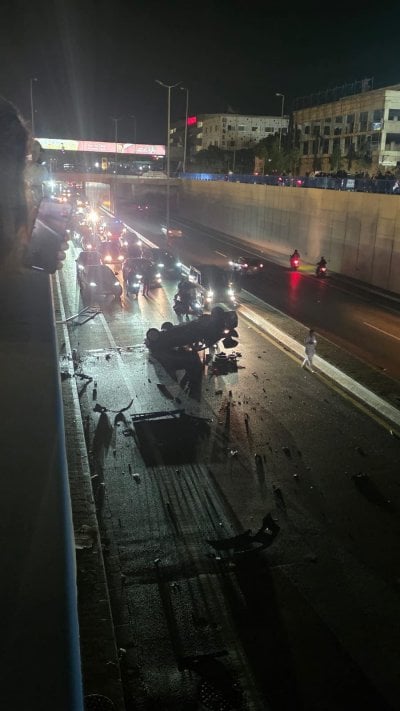 سقوط سيارة... حادث سير مروّع على أوتوستراد سليم سلام (فيديو)