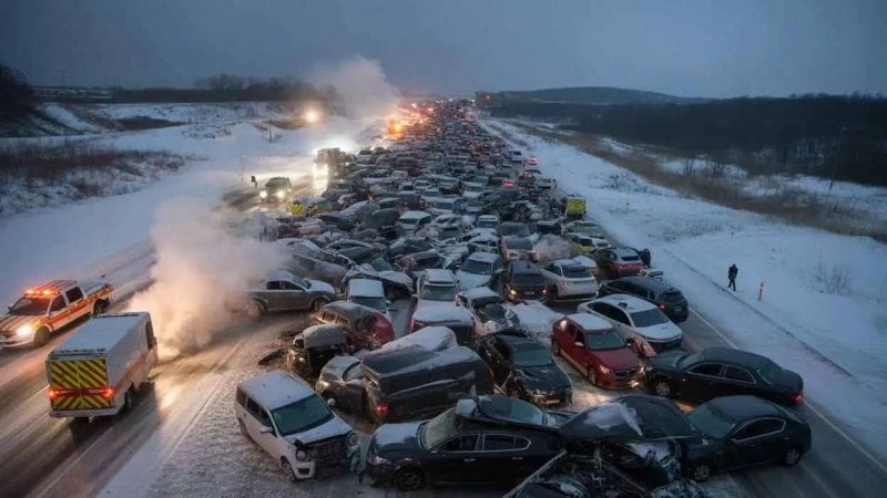 بسبب الثلوج… تصادم مروّع بين أكثر من مئة سيارة وشاحنة في ميشيغن (فيديو)