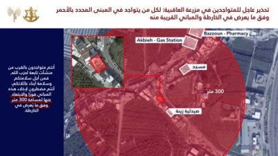 إنذار إسرائيلي جديد… دعوة لإخلاء مبانٍ في مزرعة العاقبية