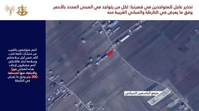 إنذار إسرائيلي عاجل إلى قصرنبا… دعوة لإخلاء مبنى قبل استهدافه