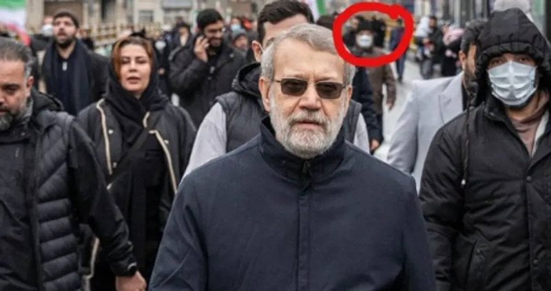 توقع استهداف لاريجاني قبل أيام… "عميل" في خلفية الصورة