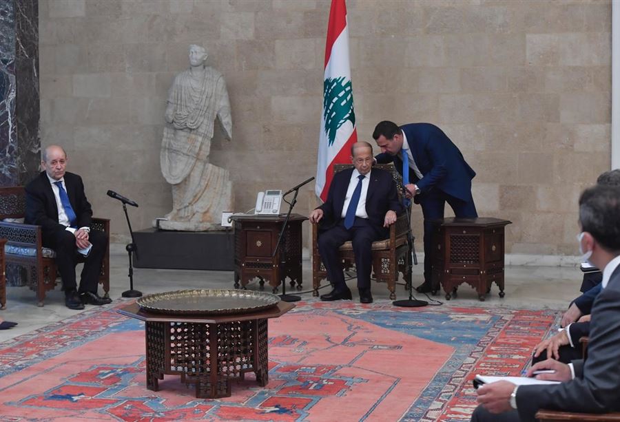 تفاصيل لقاء لودريان وعون
