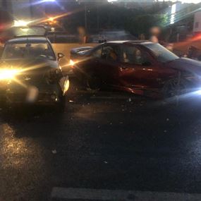 بالصورة: جريحان بحادث تصادم في الضبيه بسبب تأثير الكحول 