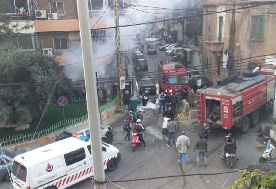بالصورة: حريق مولد للطاقة الكهربائية في حارة حريك