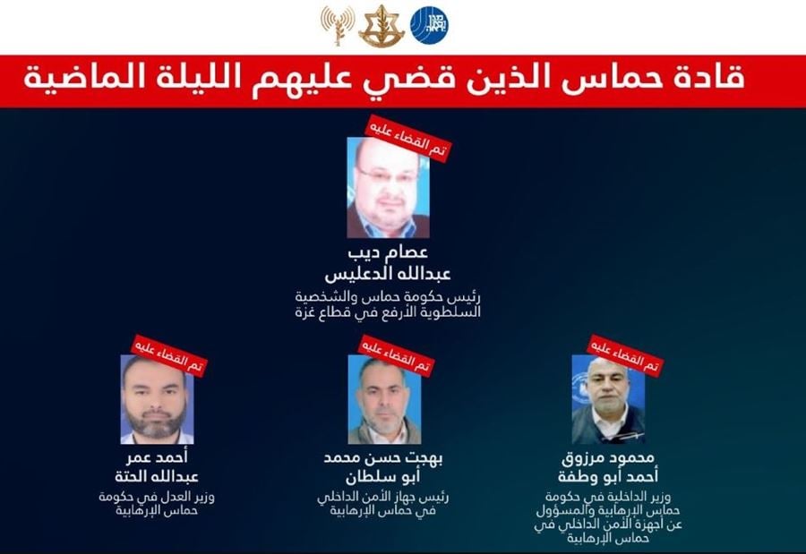 إسرائيل تغتال رئيس حكومة حماس وعدداً من قادتها 