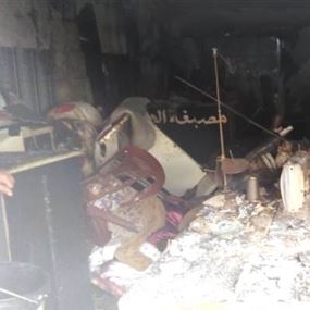 حريق مصبغة في الغازية والسبب احتكاك كهربائي