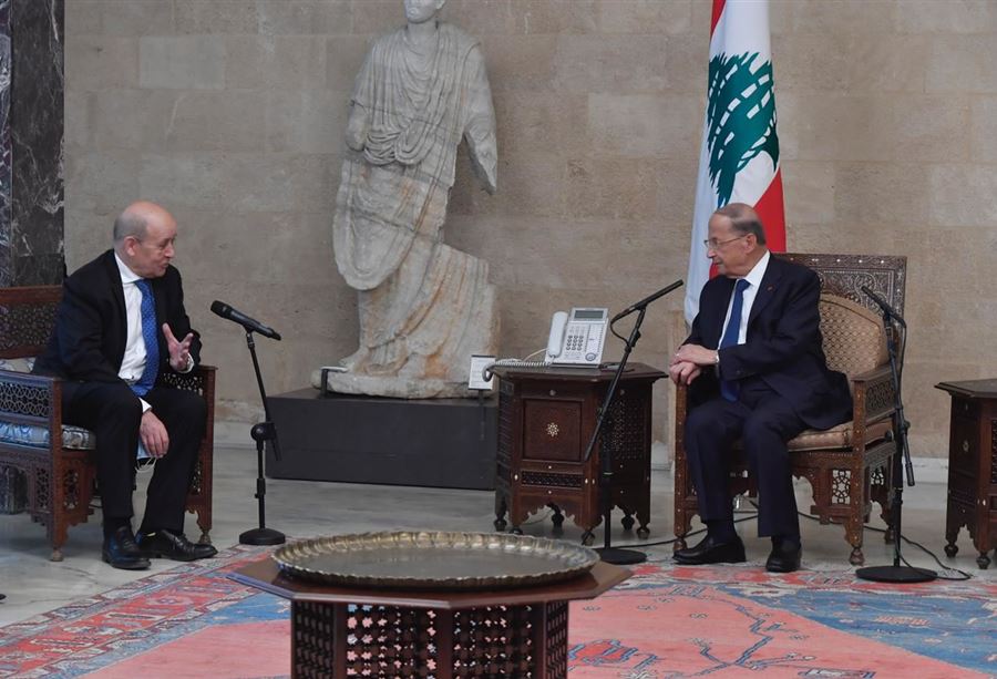 بعد 40 دقيقية مع عون... لودريان يغادر دون تصريح