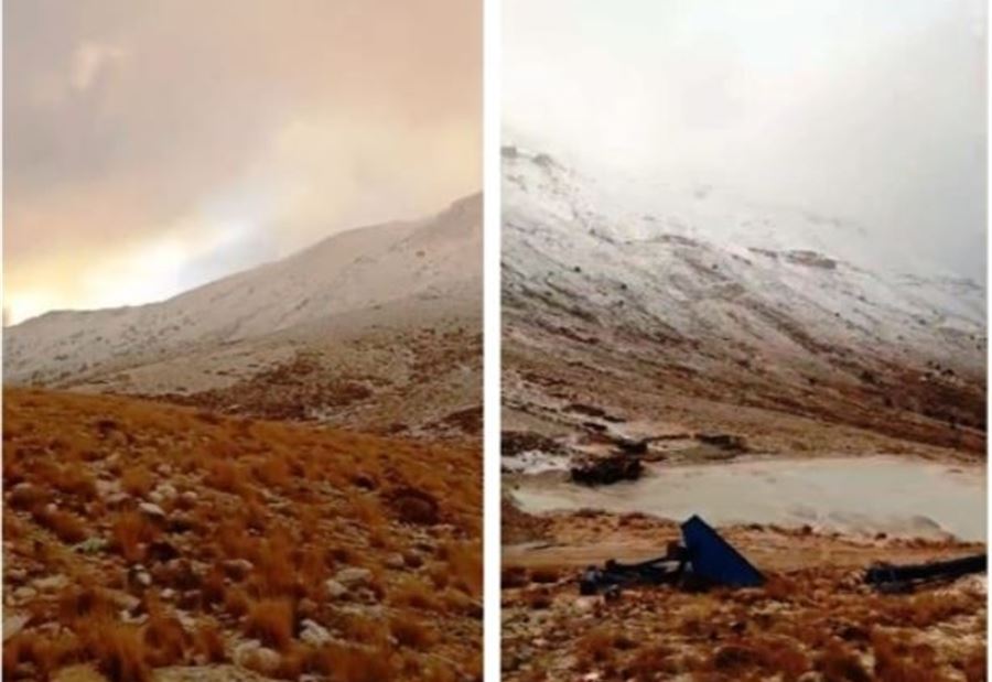 ثلوج مبكرة تغطي مرتفعات الضنية وجبل الأربعين (صورة)