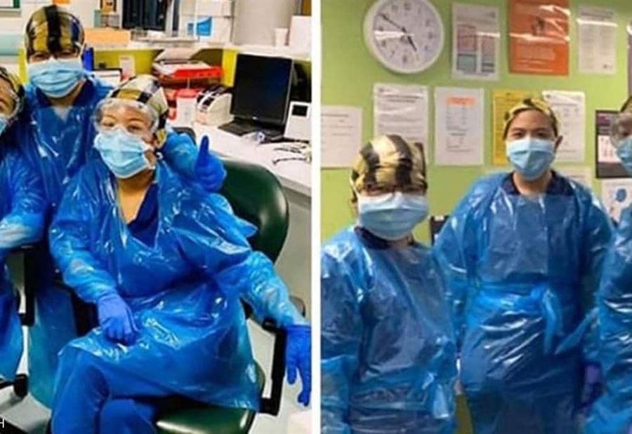 بالصورة: قصة مؤلمة لممرضات ارتدين أكياس قمامة