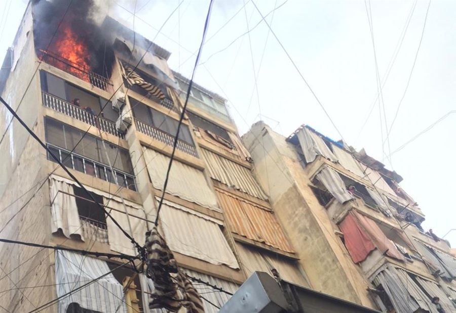 بالصور: حريق شقة في الطريق الجديدة