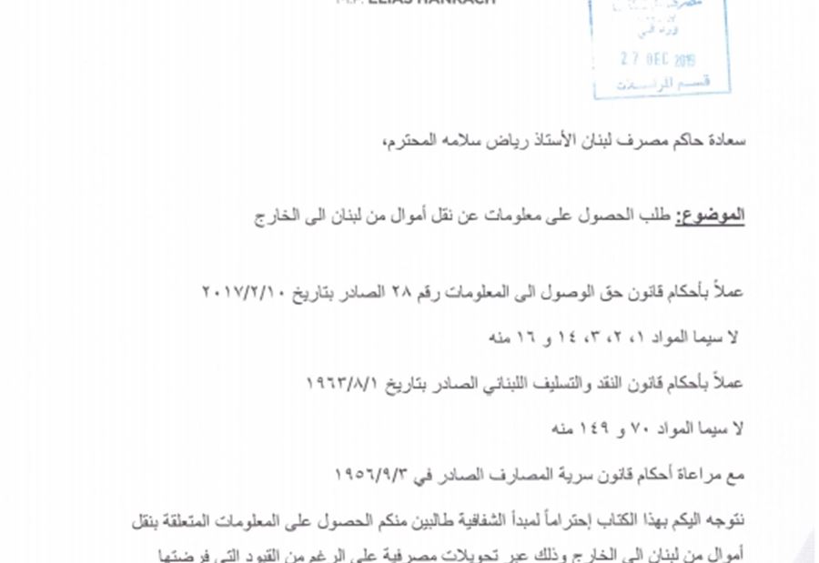 نائب يوجّه كتابًا الى سلامة بخصوص تهريب الأموال الى الخارج!