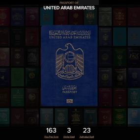 جواز السفر الإماراتي الثالث عالميا