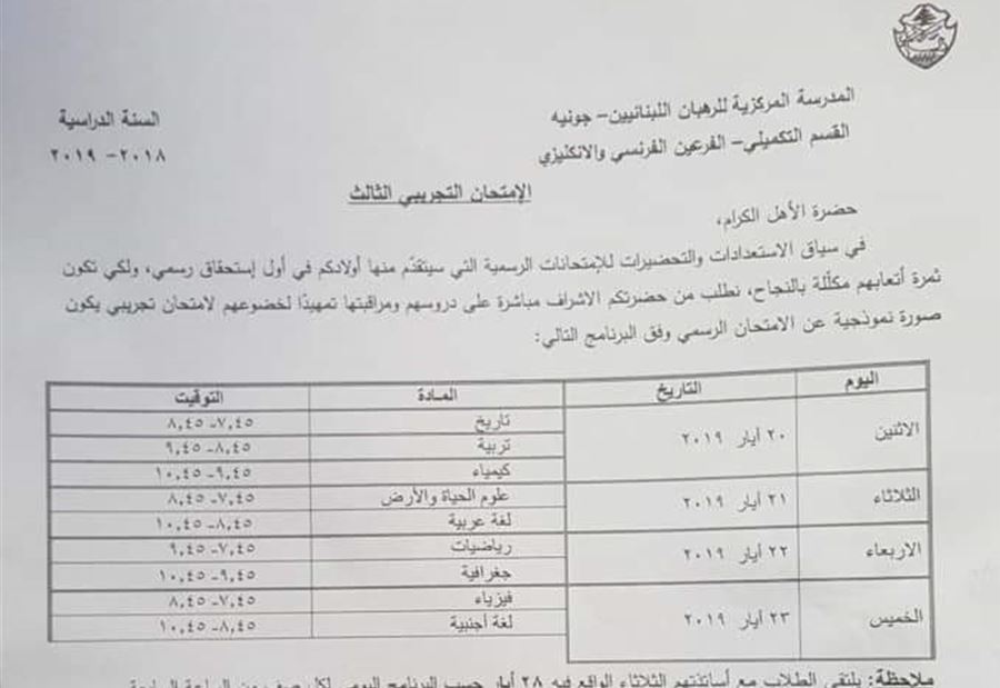 أهالي إحدى المدارس اللبنانية يناشدون الوزارة !