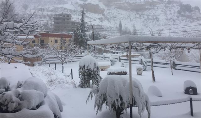 العاصفة تكسو البقاع بالأبيض وتُعلي منسوب المياه