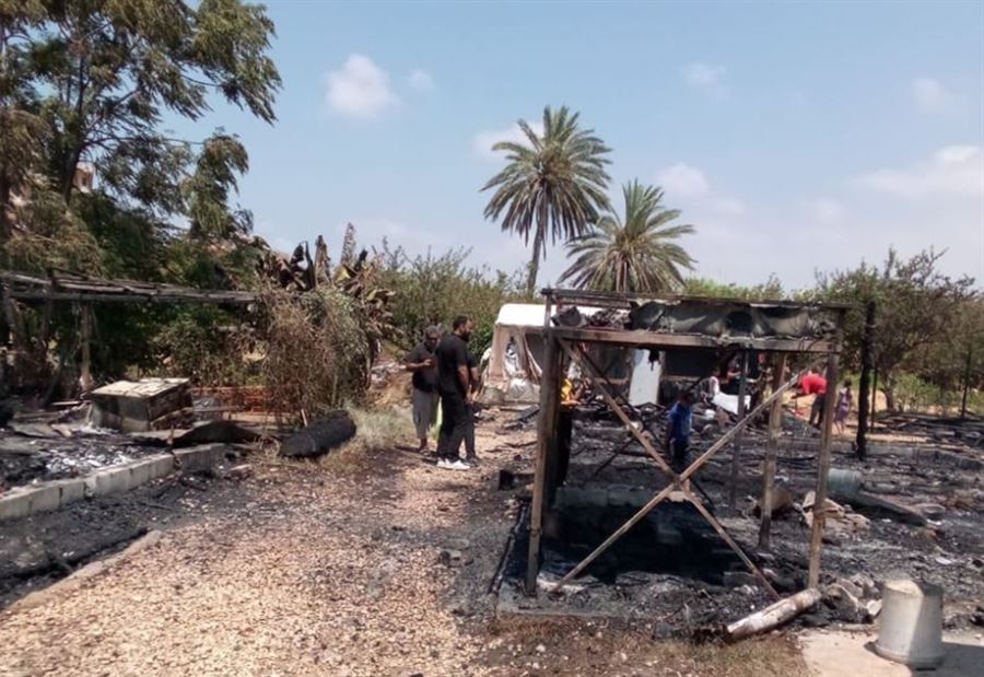 حريق خيم للنازحين السوريين في المنية