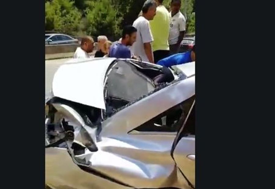 بالفيديو:جريح بحادث سير مروع على طريق المتن السريع