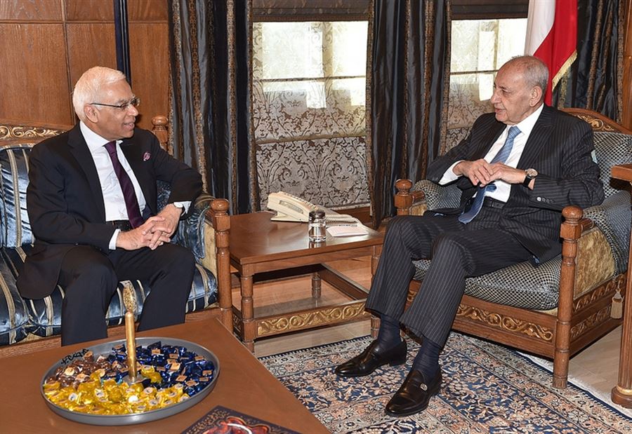 بري إستقبل سفراء الهند والاردن وقطر 