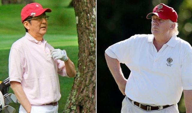 رئيس وزراء اليابان يلعب الغولف على نفقة ترمب