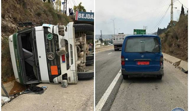 سقوط جريحين على اوتوستراد البترون سقوط جريحين على اوتوستراد البترون