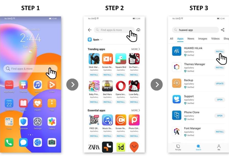 AppGallery  وأداة البحث  Petal Search لتنزيل العديد من التطبيقات على هاتف HUAWEI Y9a