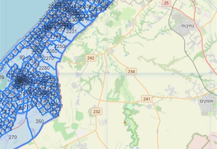 الجيش الاسرائيلي ينشر "خريطة مناطق الاخلاء" في غزة