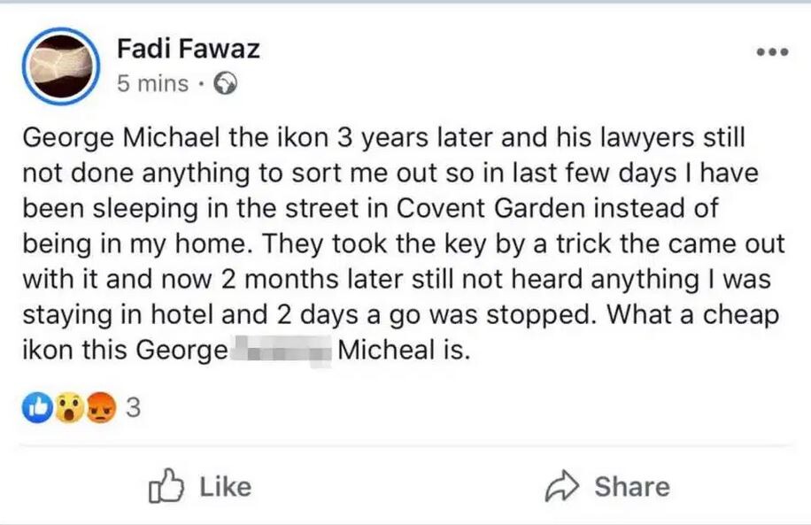 عشيق جورج مايكل اللبناني بلا مأوى!