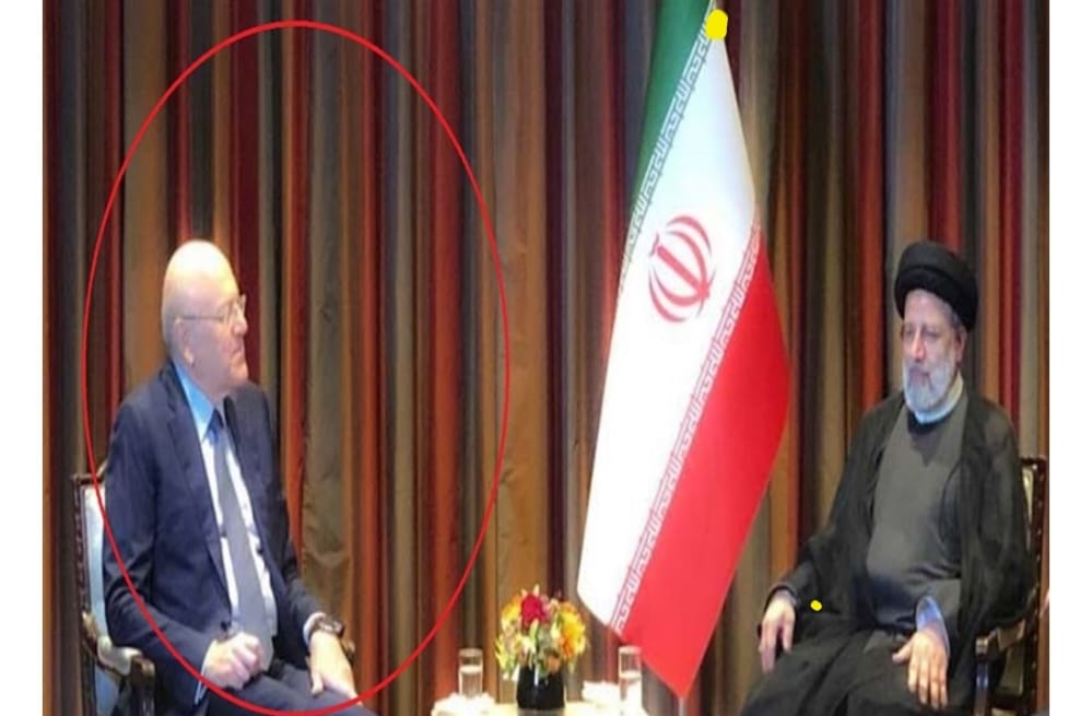 بالصور- غياب العلم اللبناني عن لقاء ميقاتي والرئيس الإيراني في نيويورك