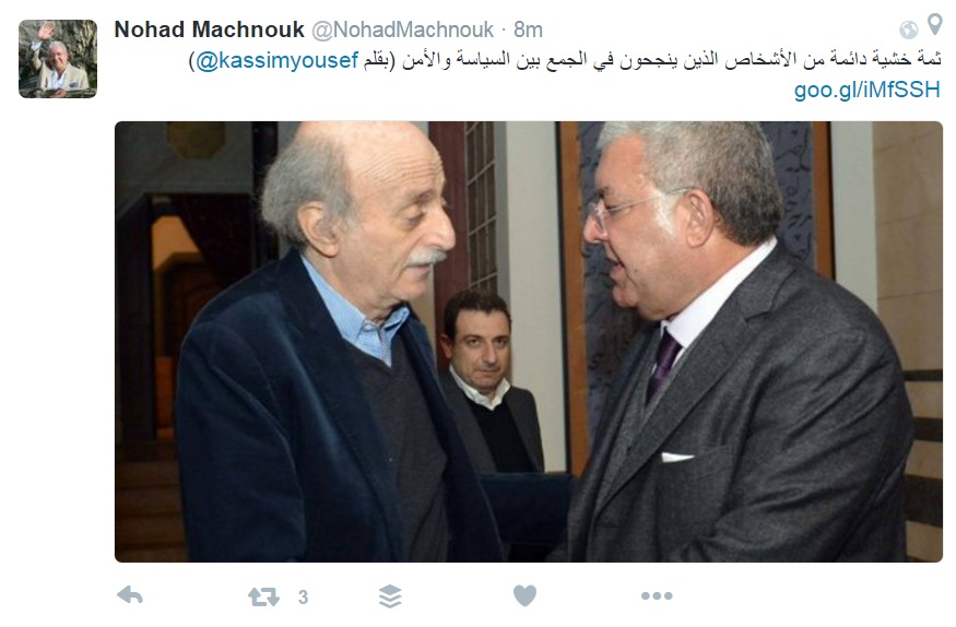 بالصورة.. المشنوق يجدد قصفه لـ "جبهة جنبلاط"