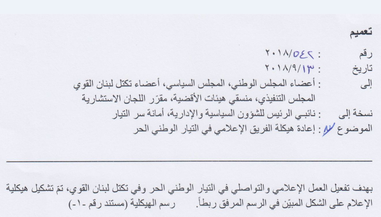 بالأسماء: "المطبخ الاعلامي" في التيار الوطني الحر