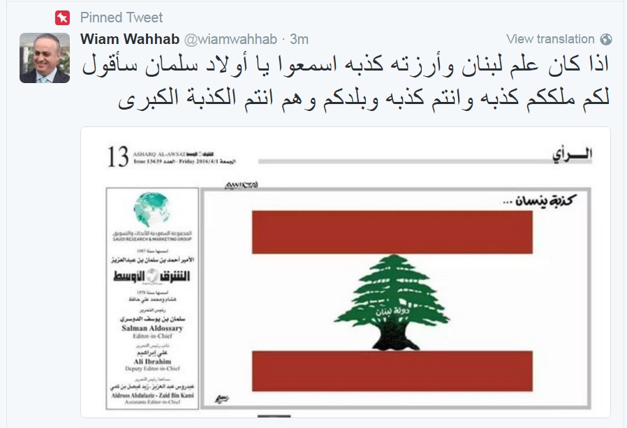 وهاب: " يا أولاد سلمان.. انتم الكذبة الكبرى"