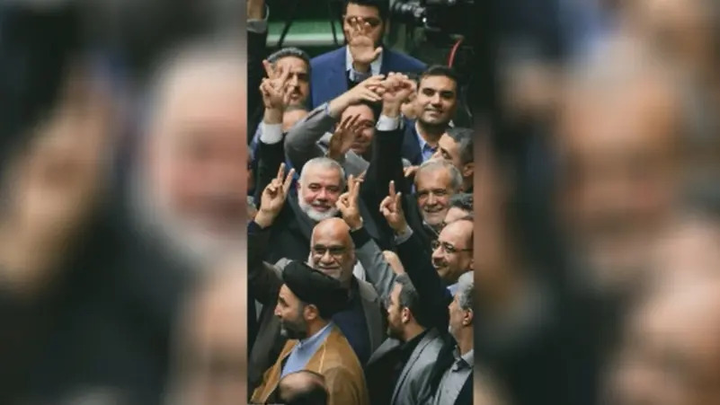 أثناء حفل تنصيب بزشكيان... الظهور الأخير لإسماعيل هنية (فيديو وصورة)